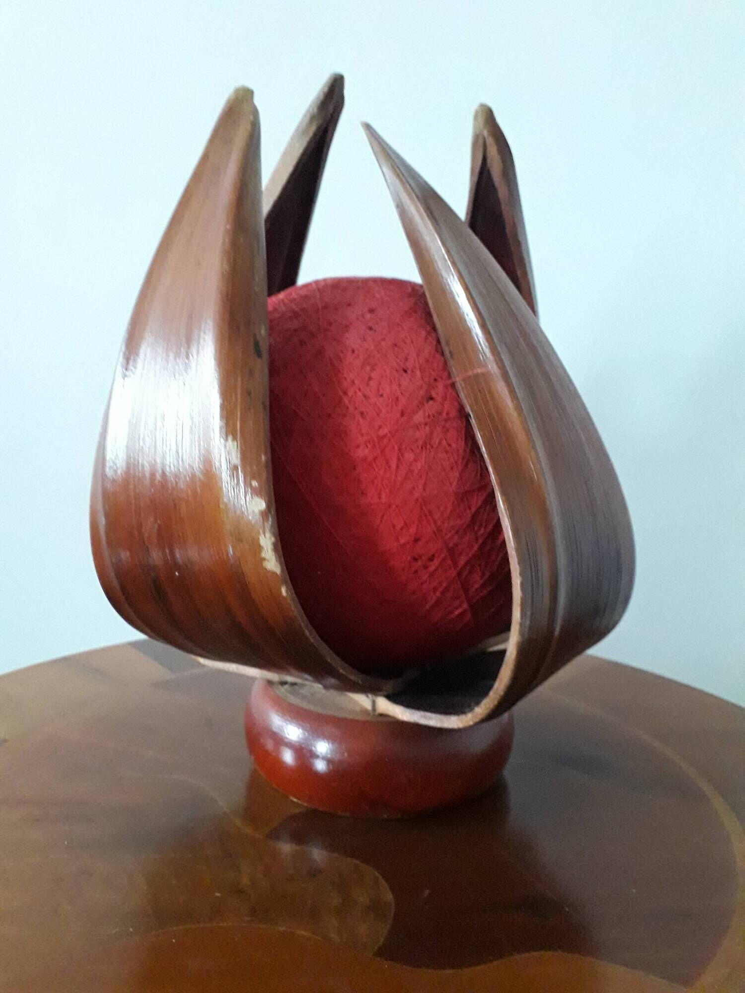 Lampe à poser vintage - écorce de palmier - 1980-90