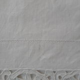 Old embroidered sheet in white linen thread Monogram CB