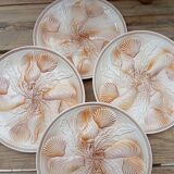 4 shellfish/fish plates 1960 barbotine Les ateliers du Revernay