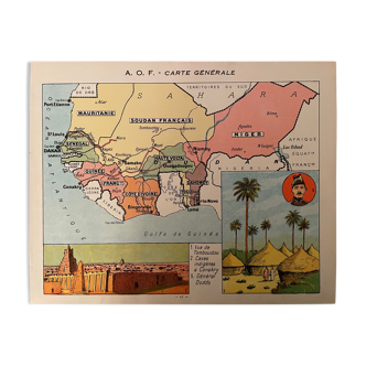 Old poster general map of French West Africa (Senegal Guinea Sudan) - 1931