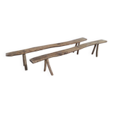 Old benches in raw wood