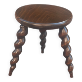 Tabouret vintage tripode torsadés
