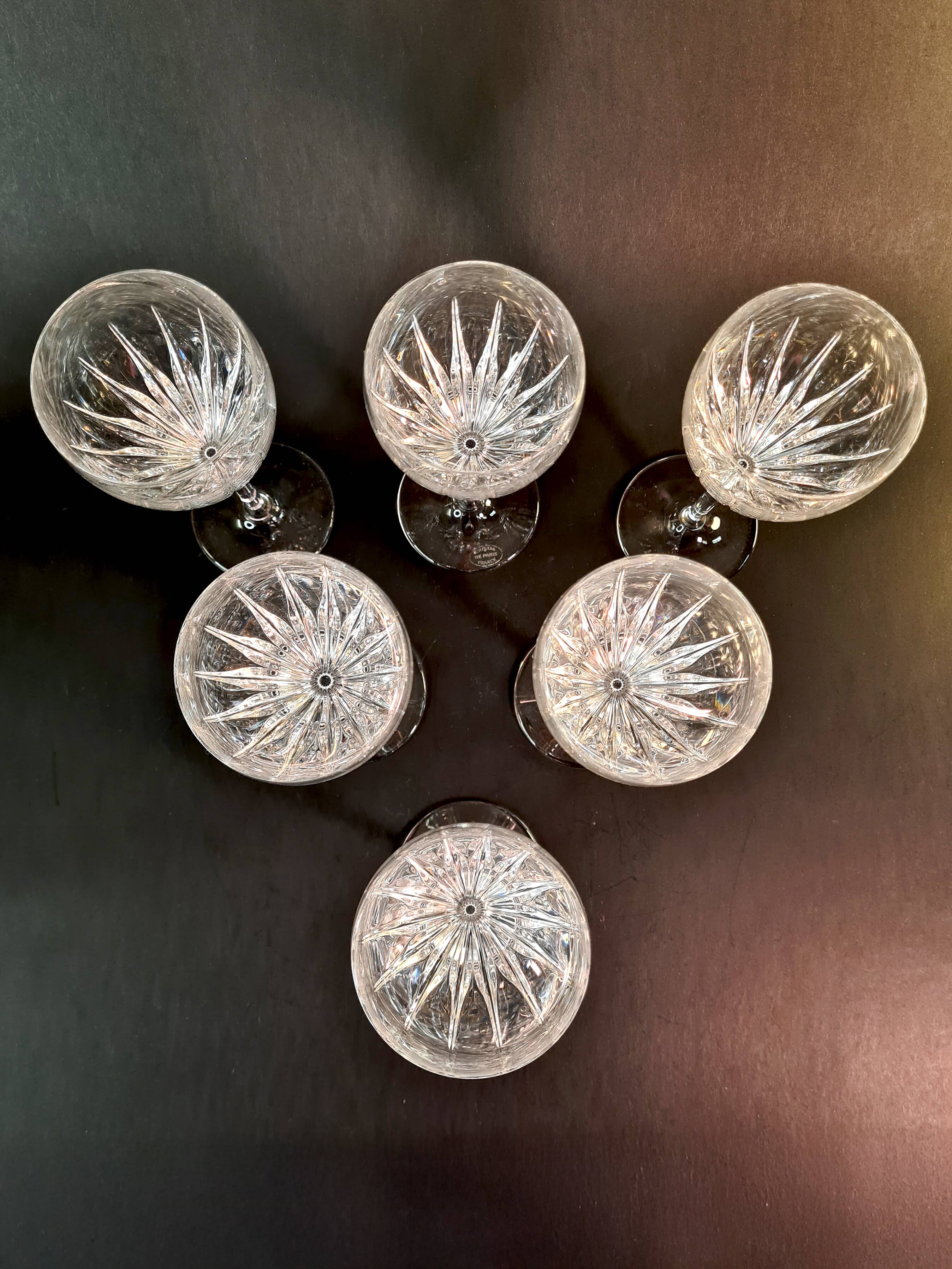 Set of 6 cut crystal glasses – Paris Crystal Works (model similar to Ir)