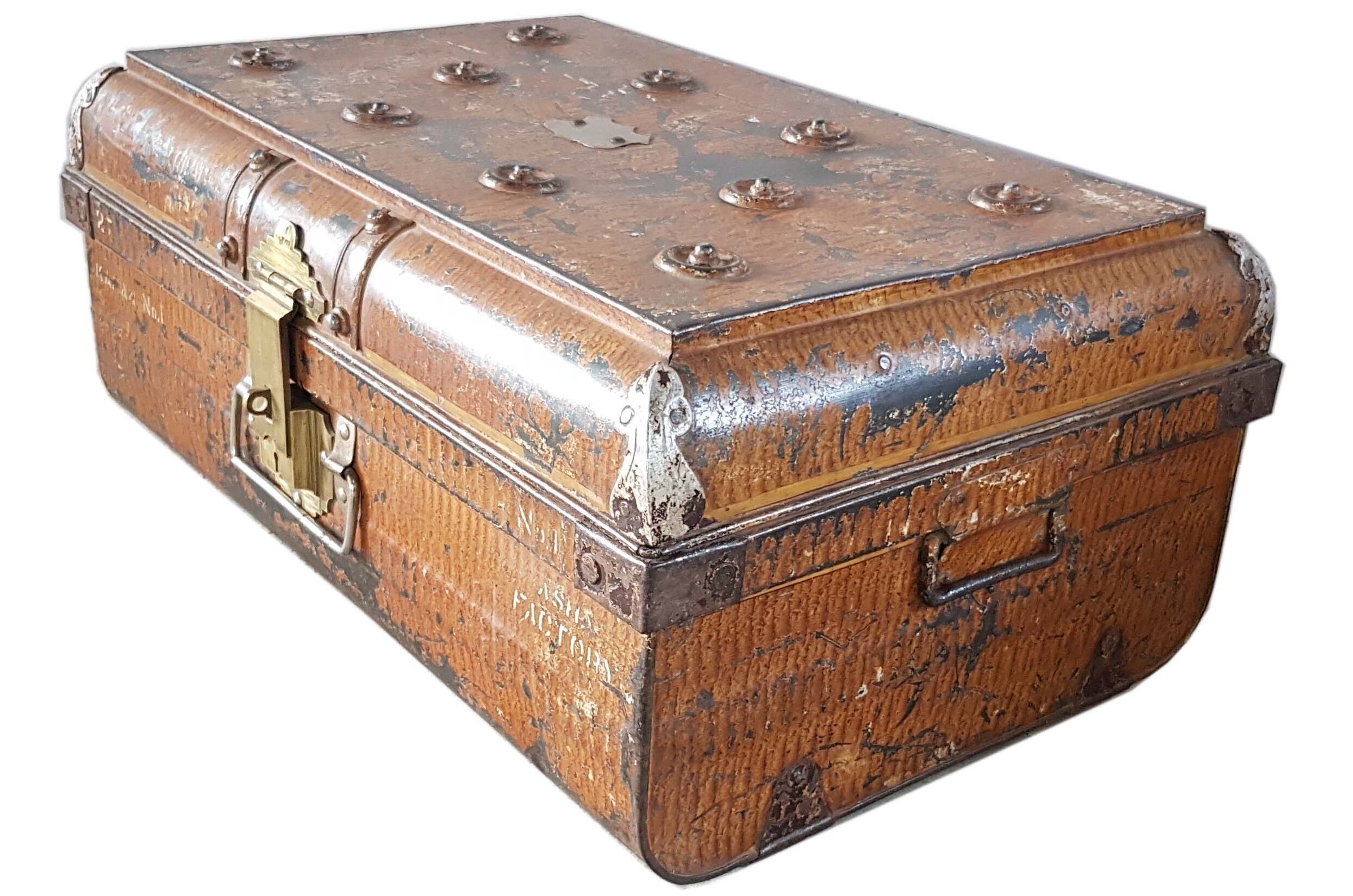 Ancient colonial travel trunk