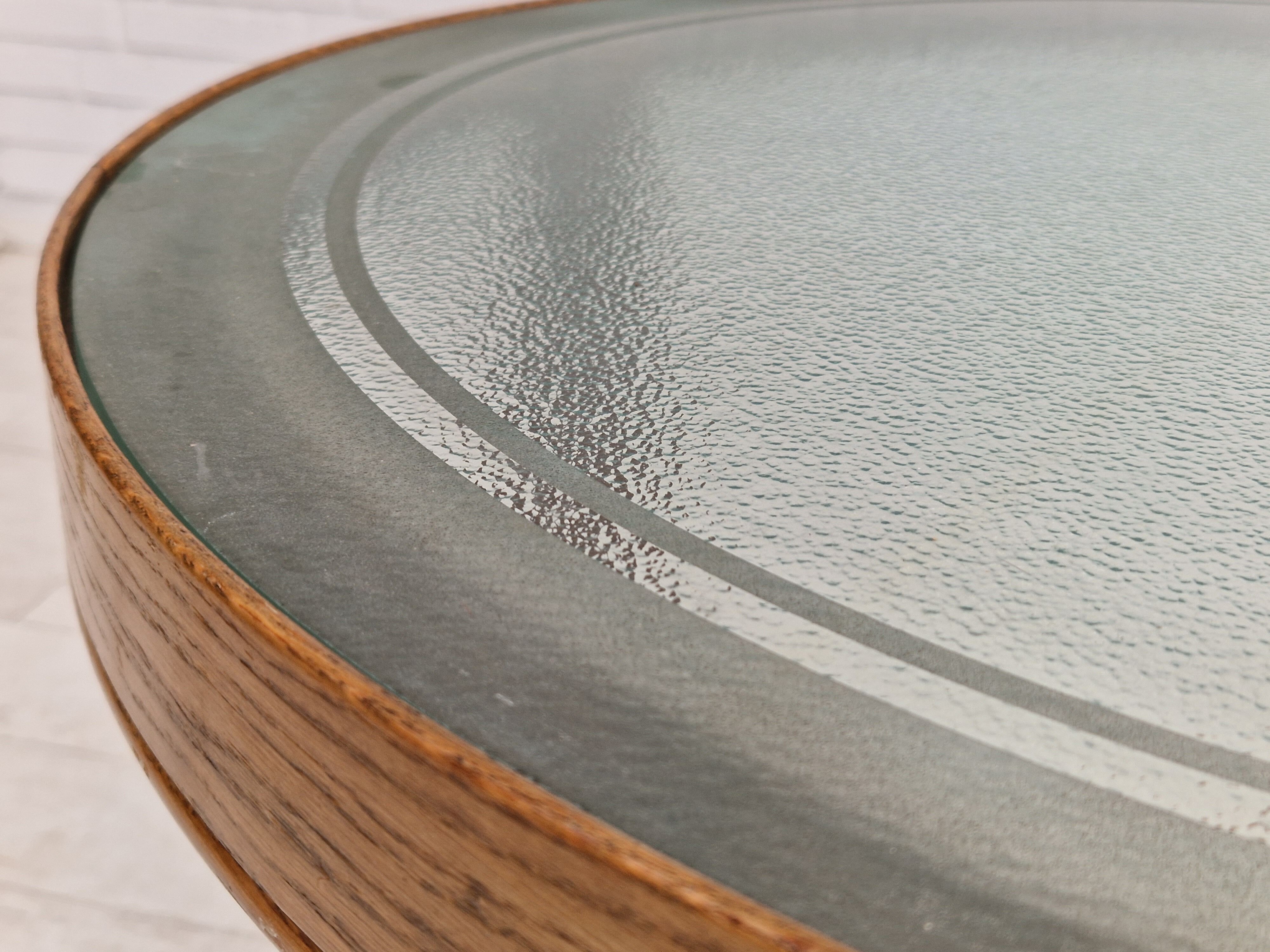 1950s, danish design, coffee table, glass, oak wood, original condition.