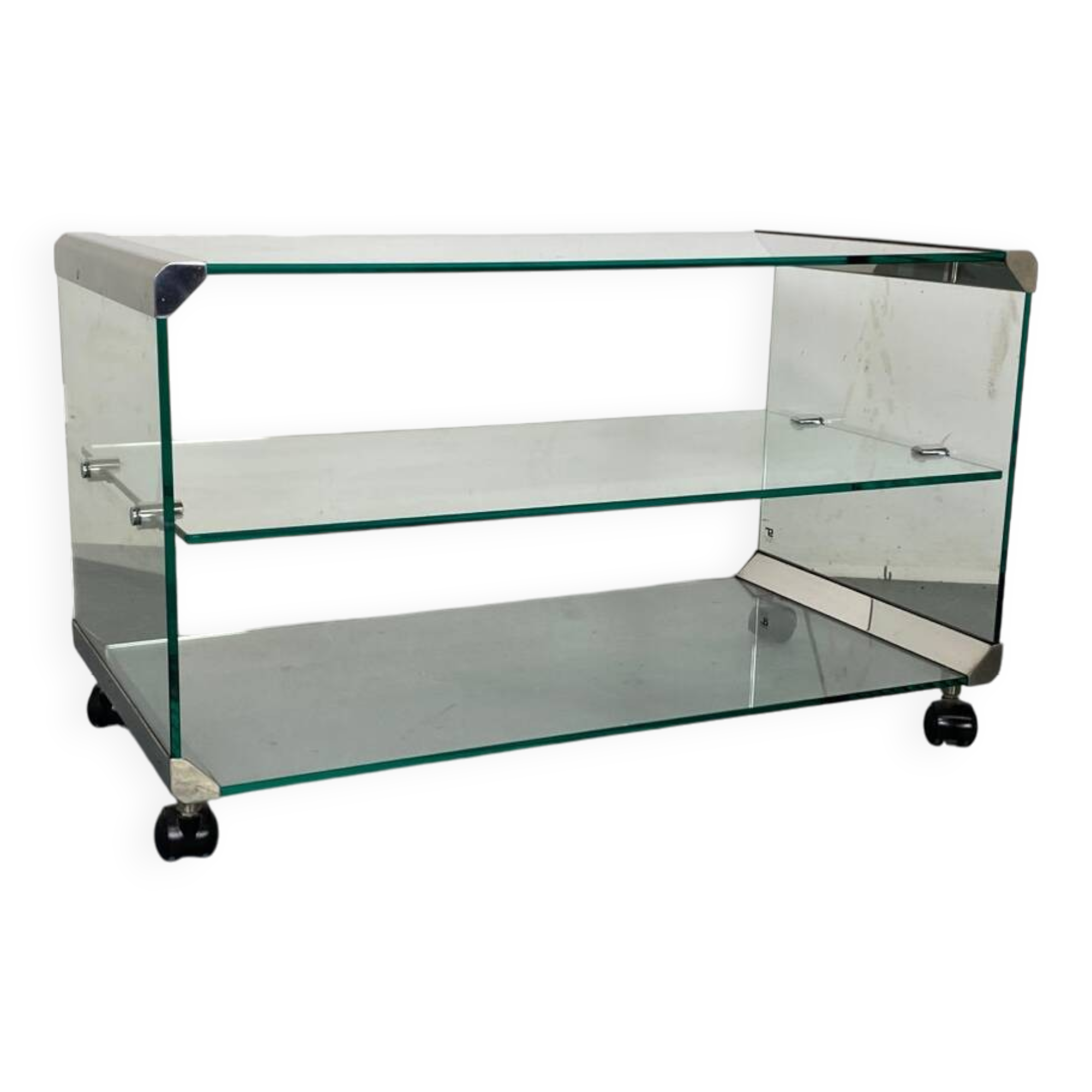 Table d'appoint vintage en verre Space Age par Gallotti & Radice, Italie 1970