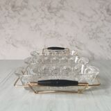 Plateau à compartiments verre et métal doré
