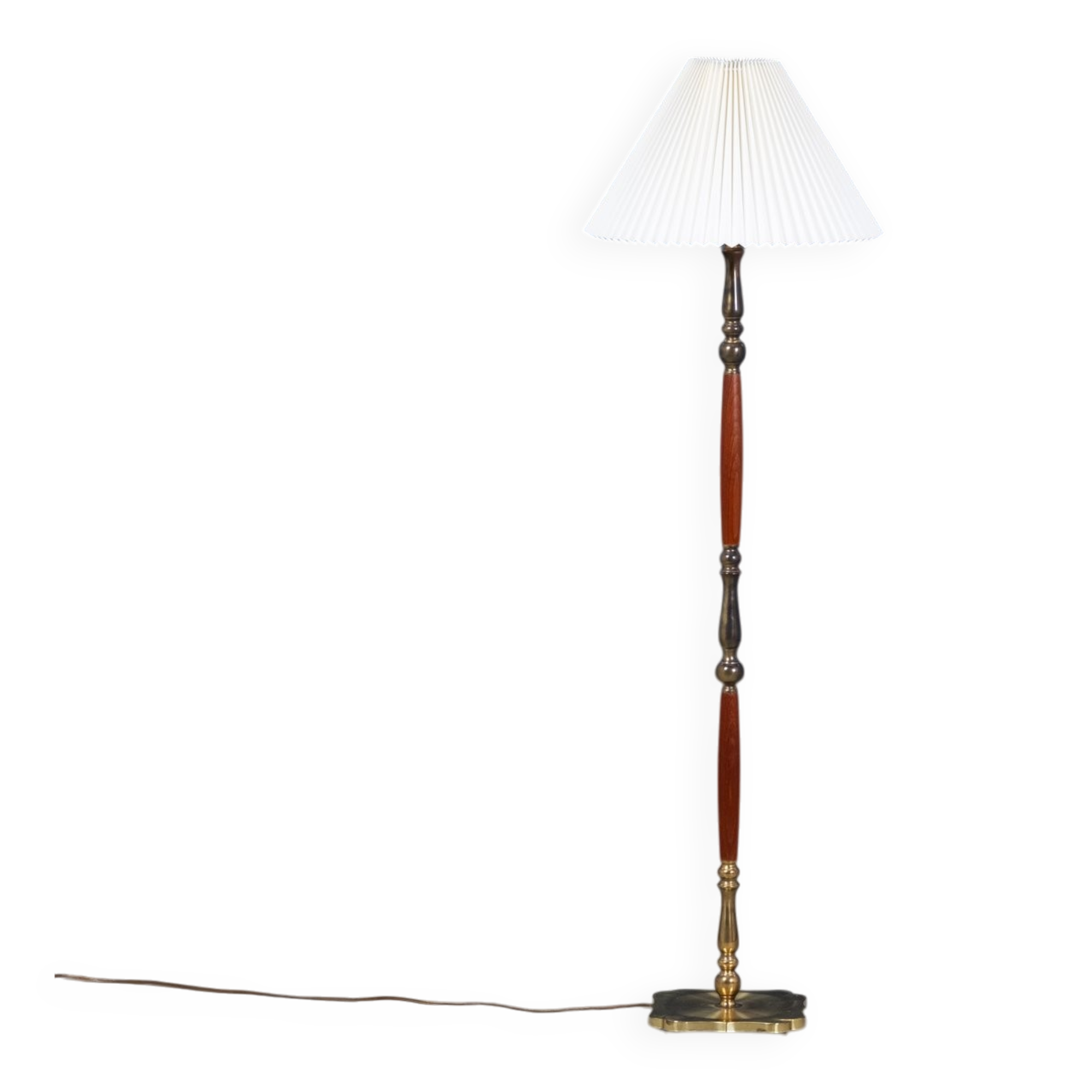 Mid-Century Floor Lamp in Teak & Brass, Denmark, 1960s