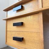 Modernist 50s oak metal desk