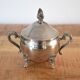 Antique Silver Plated Sugar Bowl & Creamer Set on Tray: Old Tableware