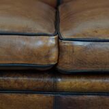 Sheepskin Leather 2-Seater Art Deco Sofa