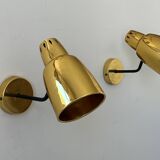 Pair of vintage adjustable wall lights, brass, France 1960