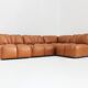 Vintage modular sofa in cognac leather, Italy 1970s