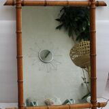 Large old mirror bamboo frame 69 X 87 cm