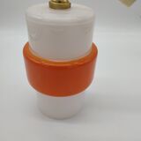 Vintage suspension lamp in white and orange opaline