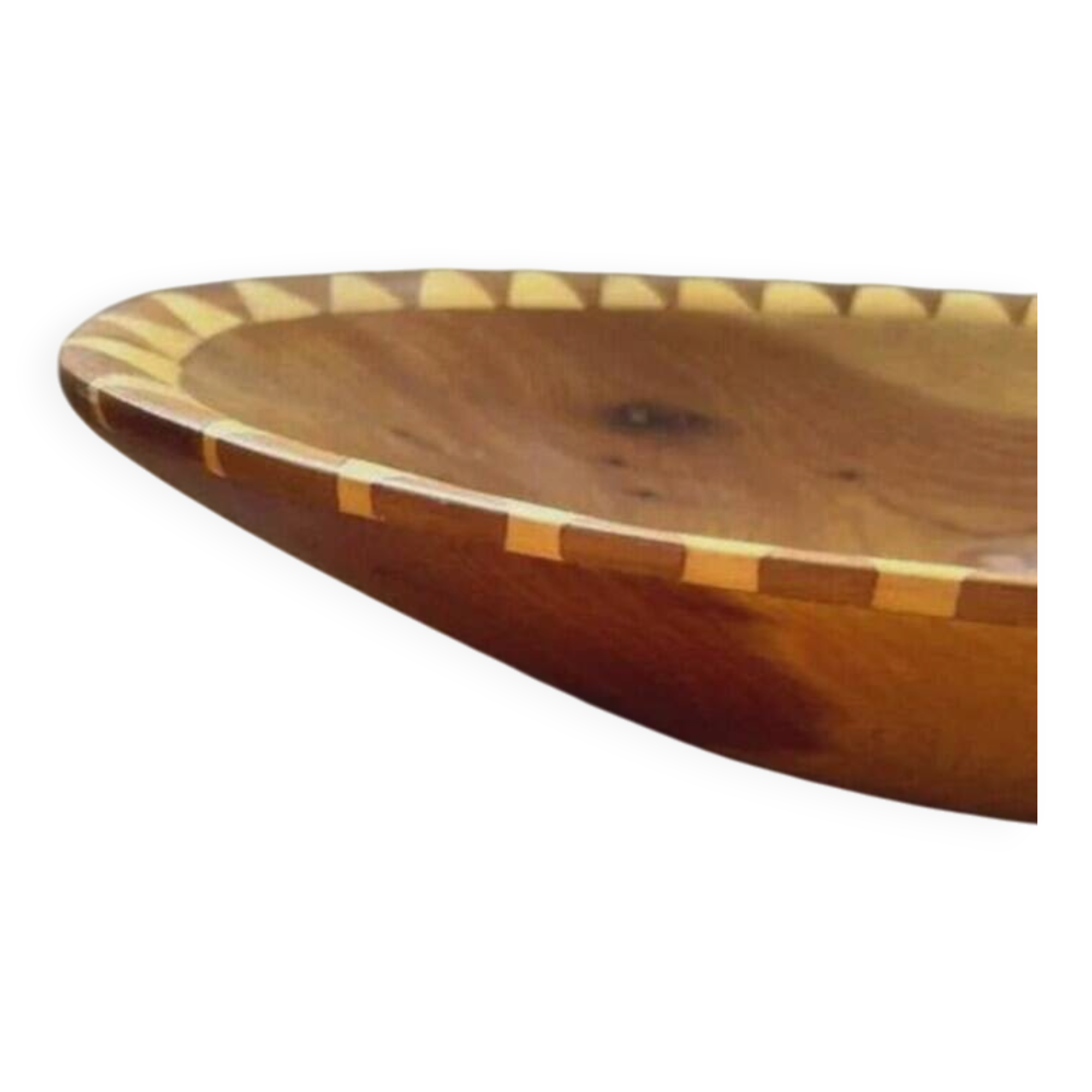 Handmade oriental fruit bowl in thuya wood - vintage marquetry
