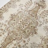 6x9 Ft Ecru-cream vintage rug, Floral design cream and brown rug.