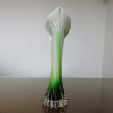 Vase soliflore arum en verre de Murano jaune et vert années 60 70