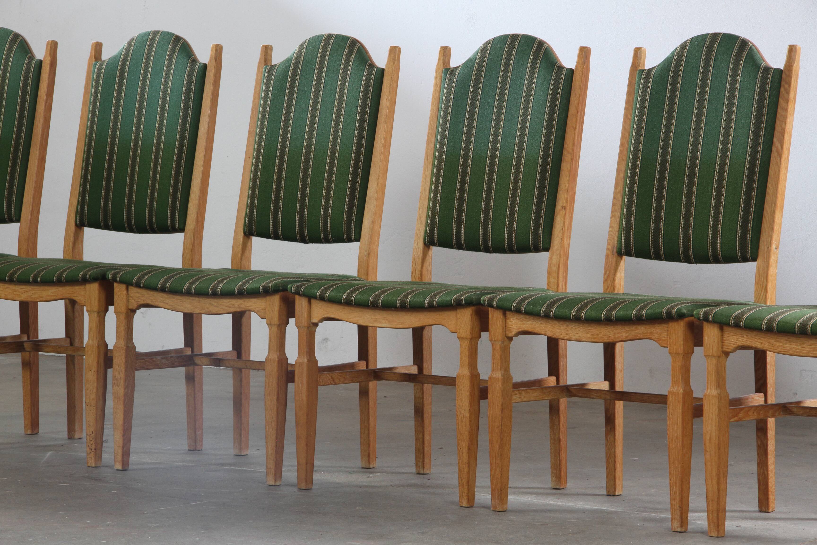 Vintage Danish Oak Dining Chairs, Henning Kjærnulf Style, 1960s, Set of 6