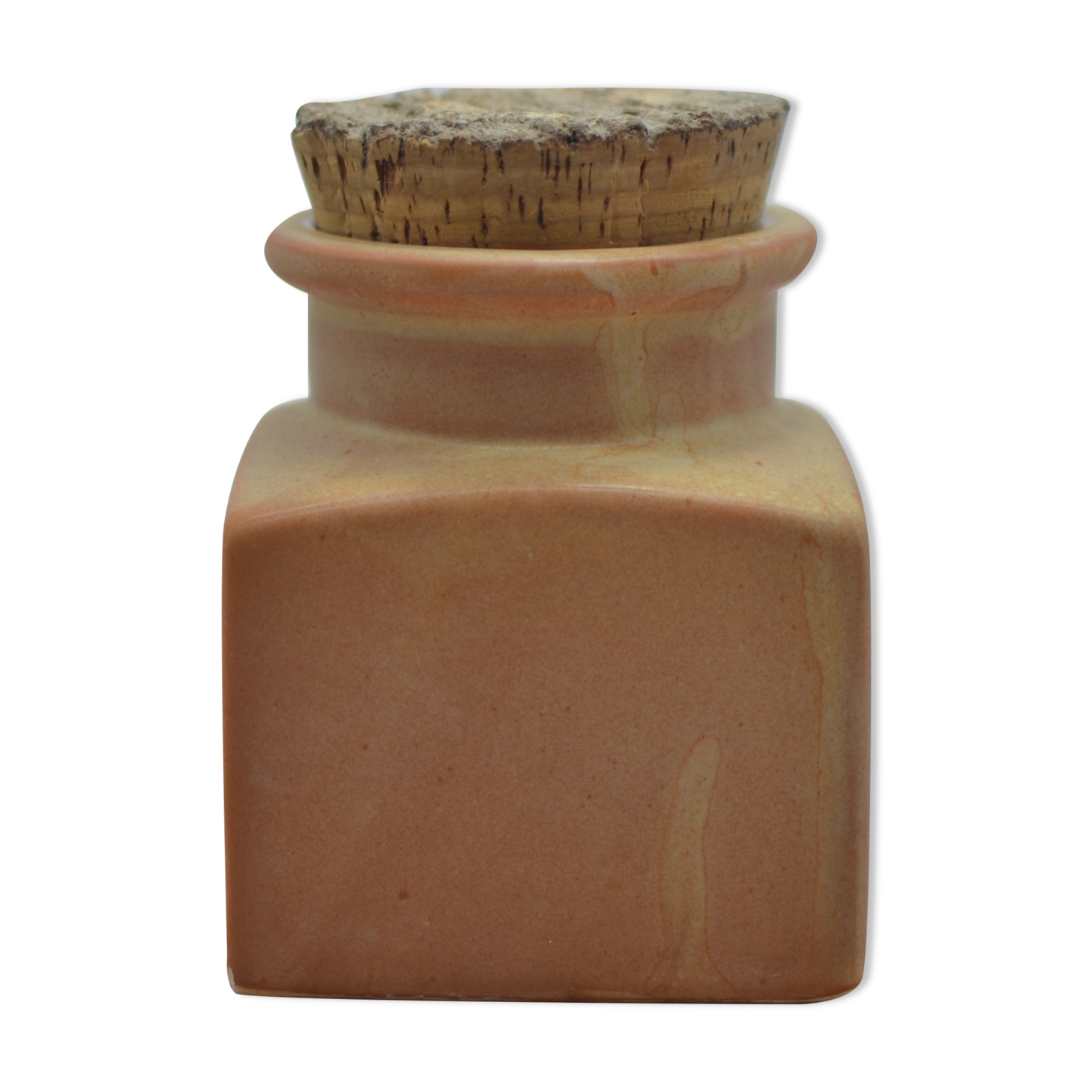 Large glazed terracotta pot with original cork lid