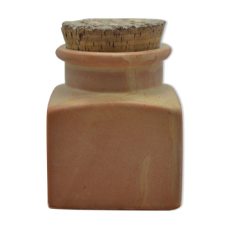 Large glazed terracotta pot with original cork lid