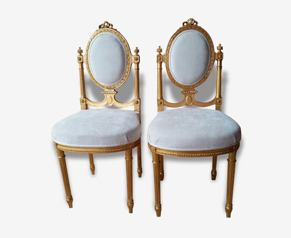 Chaises médaillon Louis XVI bois doré | Selency