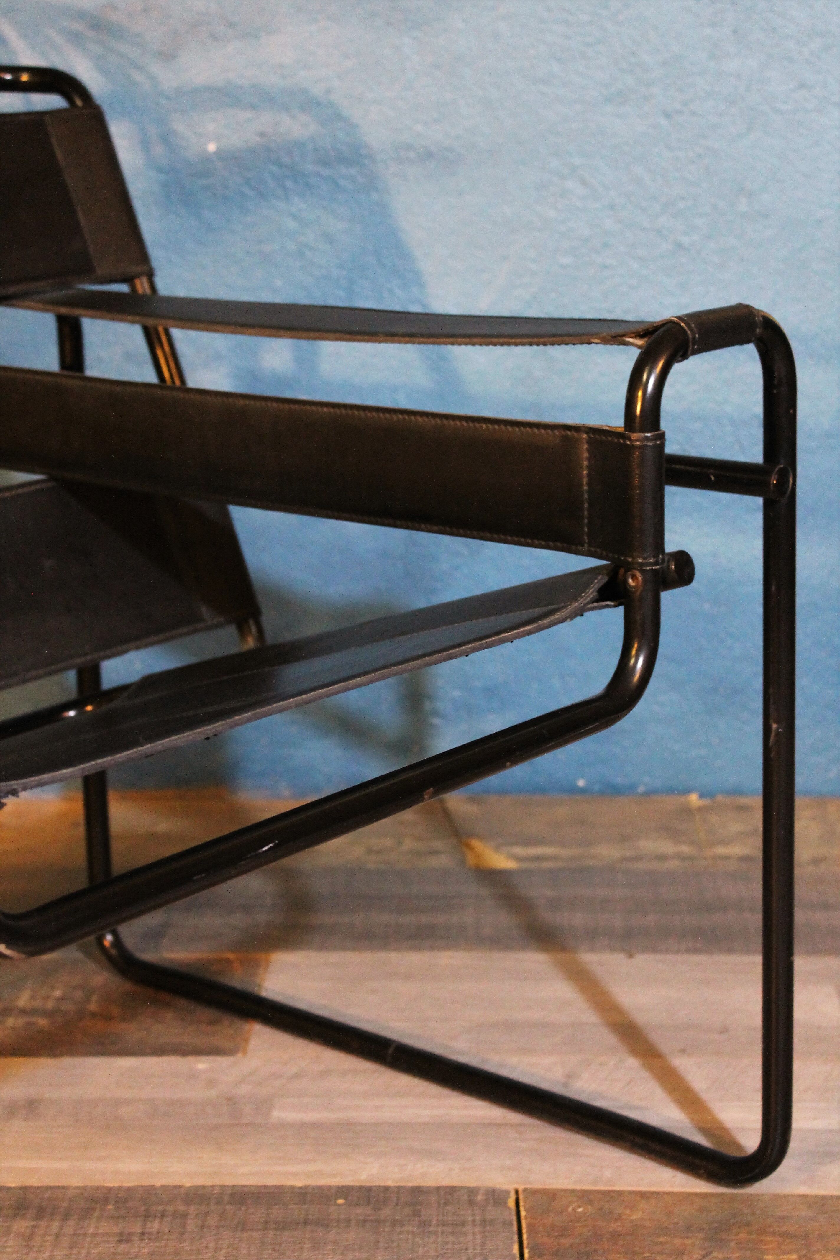 Metal armchair and leather, 1970s