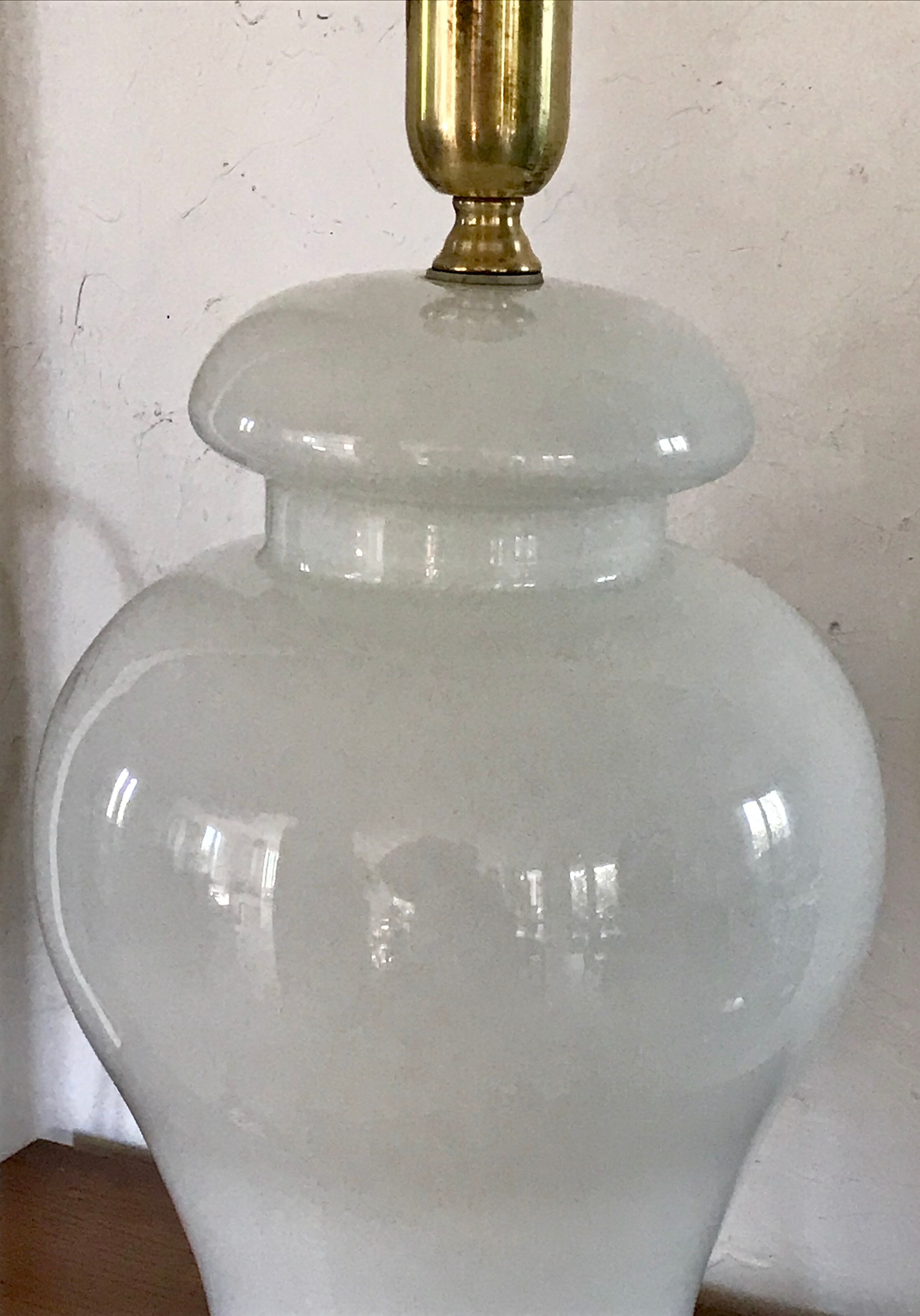 Vintage opaline lamp and brass 50 cm