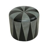 Round Vintage Pouf Gray Black Two-tone Skai Sixties