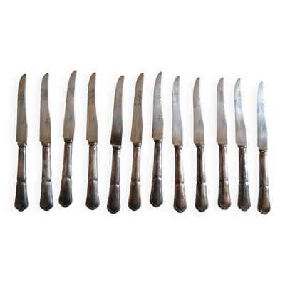 12 couteaux a dessert ou fromage metal argente
