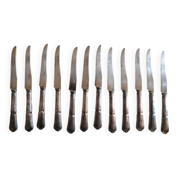 12 couteaux a dessert ou fromage metal argente