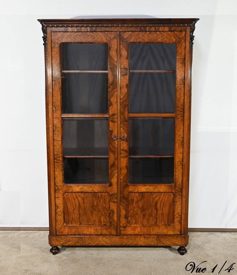 Burl Walnut Bookcase, Restoration Period – Early 19th Century