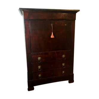 Burgundy black varnished wooden secretary