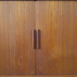 Danish mid century Kai Kristiansen teak tambour door record player cabinet, 1960s