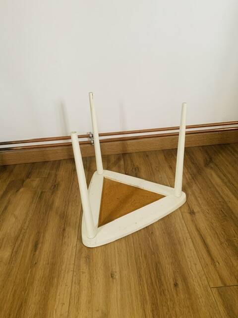 Arthur Umanoff white and wood tripod coffee table