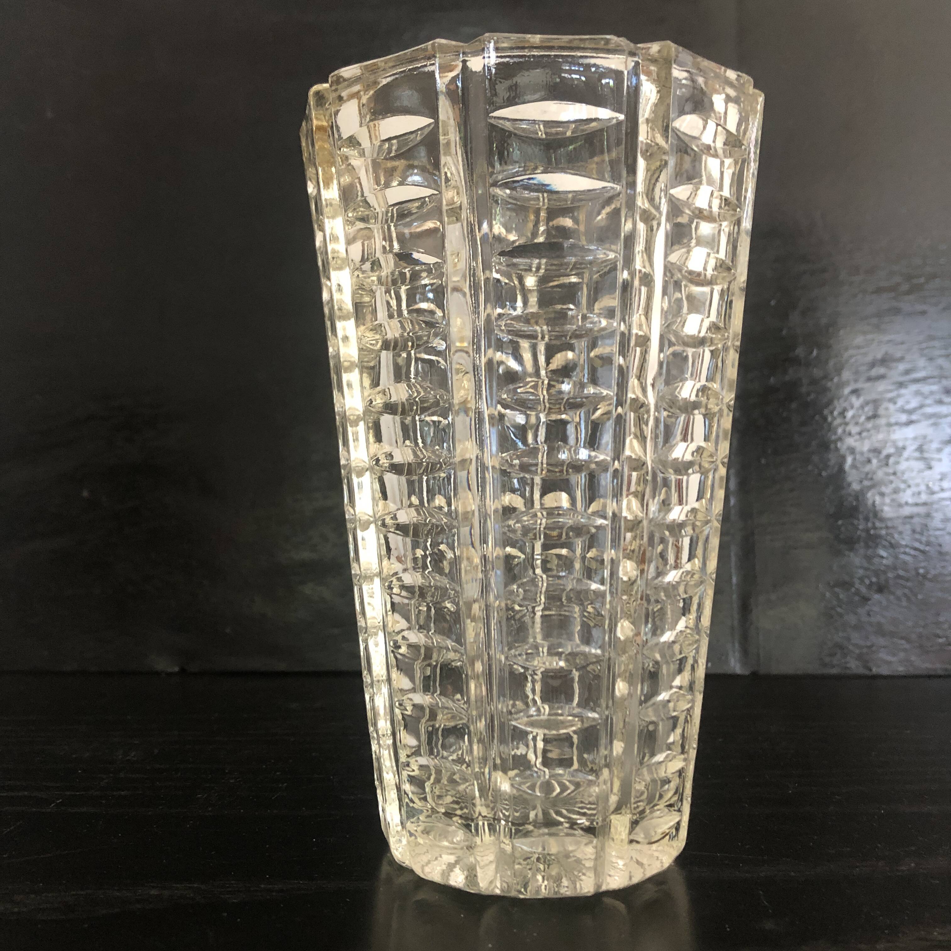 Chiseled glass vase
