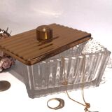 Art Deco Cake Box / Jewelry Box / Candy Box in Glass and Metal