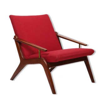 Fauteuil danois en teck et laiton des années 1960