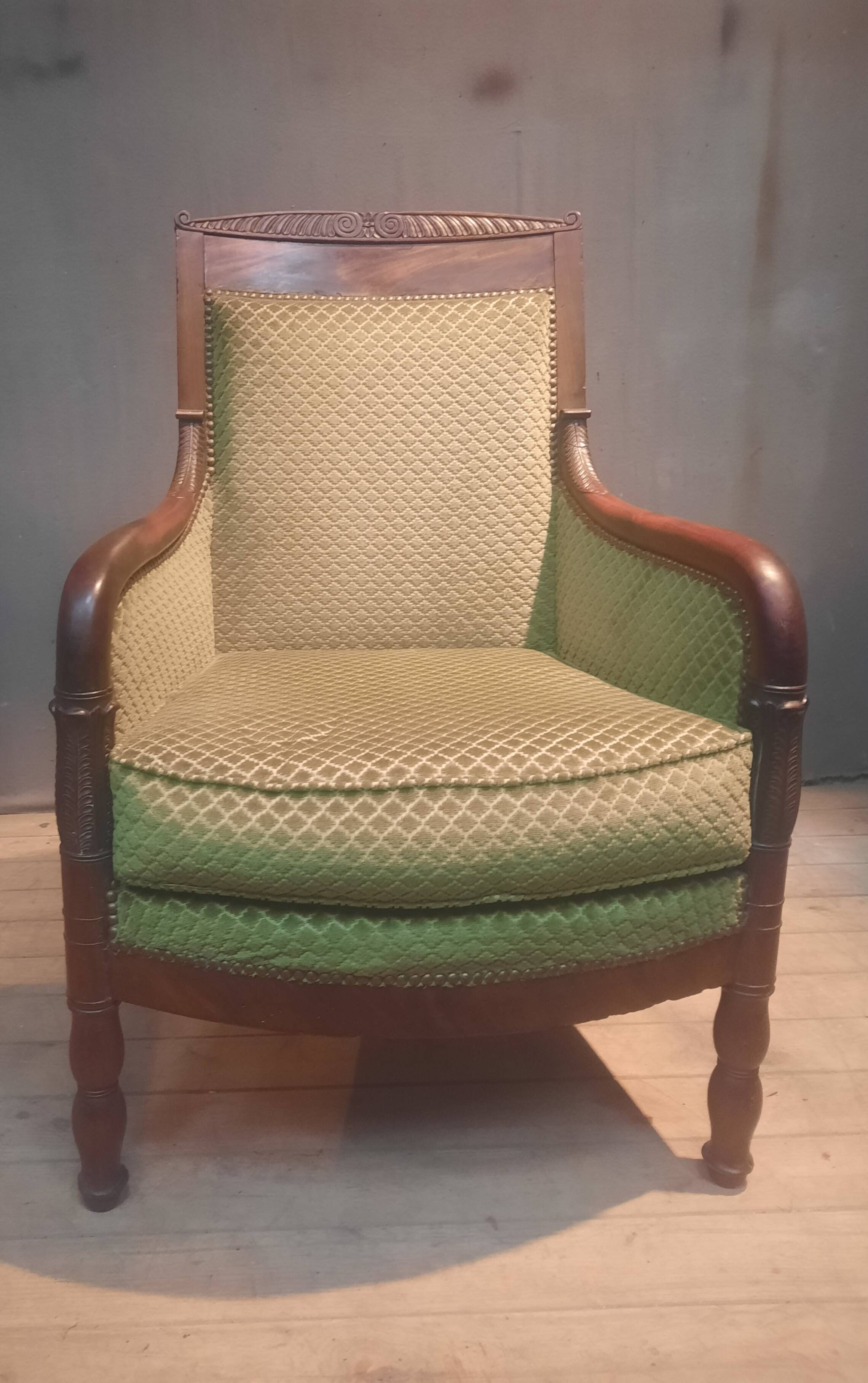 Empire period bergère in mahogany