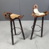 Brutalist bar stools made in Spain, 1960s - set of 4