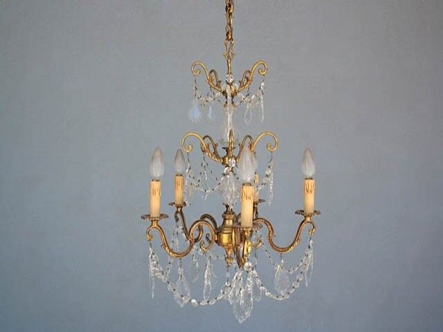 Gilded tassels time 1900 bronze chandelier