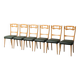 Set of 6 leather and wood chairs from the 1960s, vintage modernist