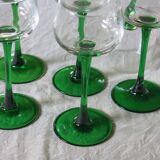 6 colored white wine glasses from Alsace in very good condition