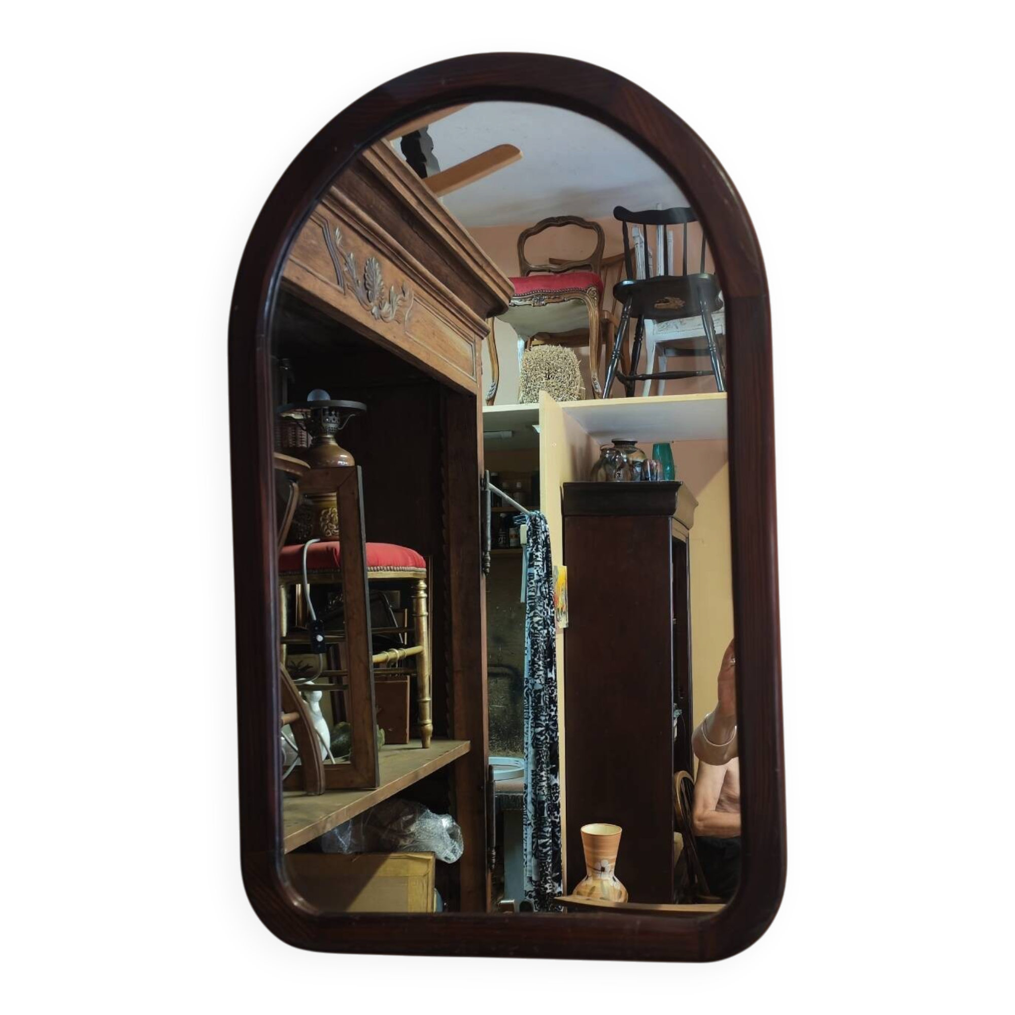 Miroir arche en bois vintage Pologne 1970