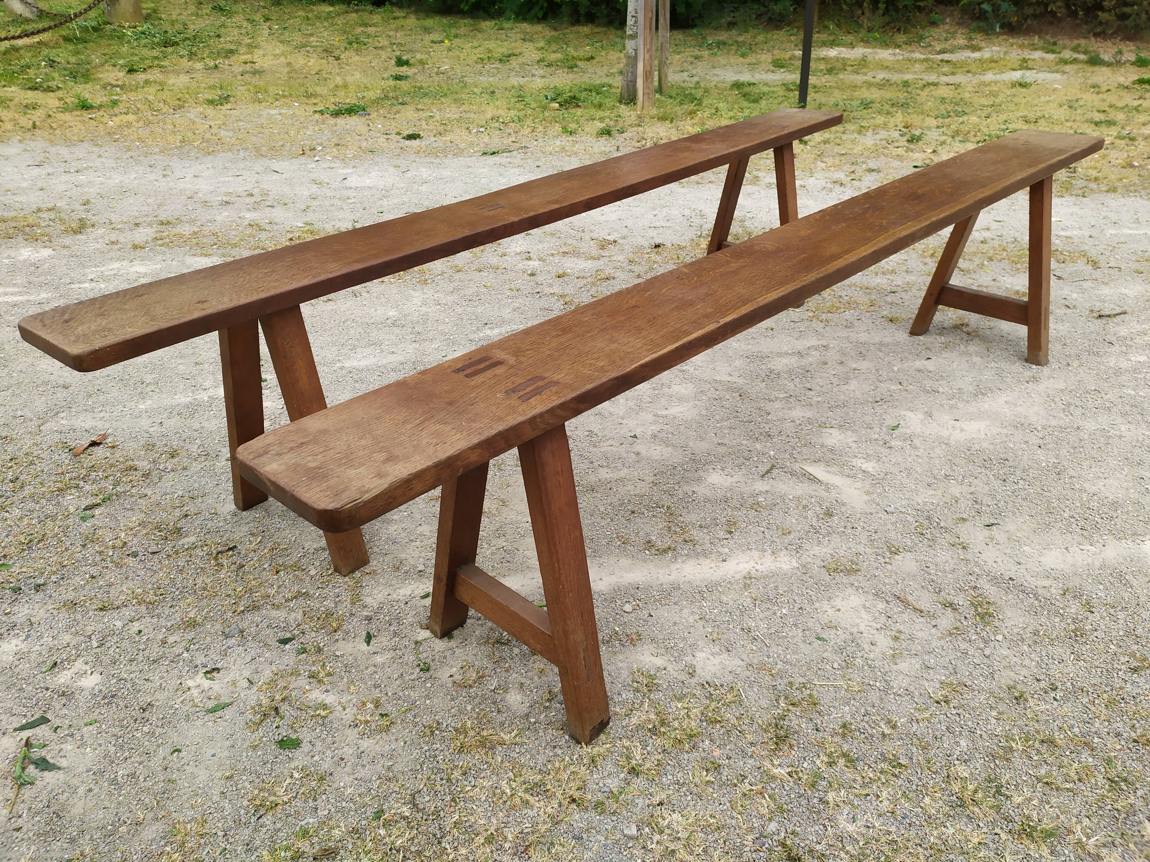 Paire de bancs de ferme 200 cm