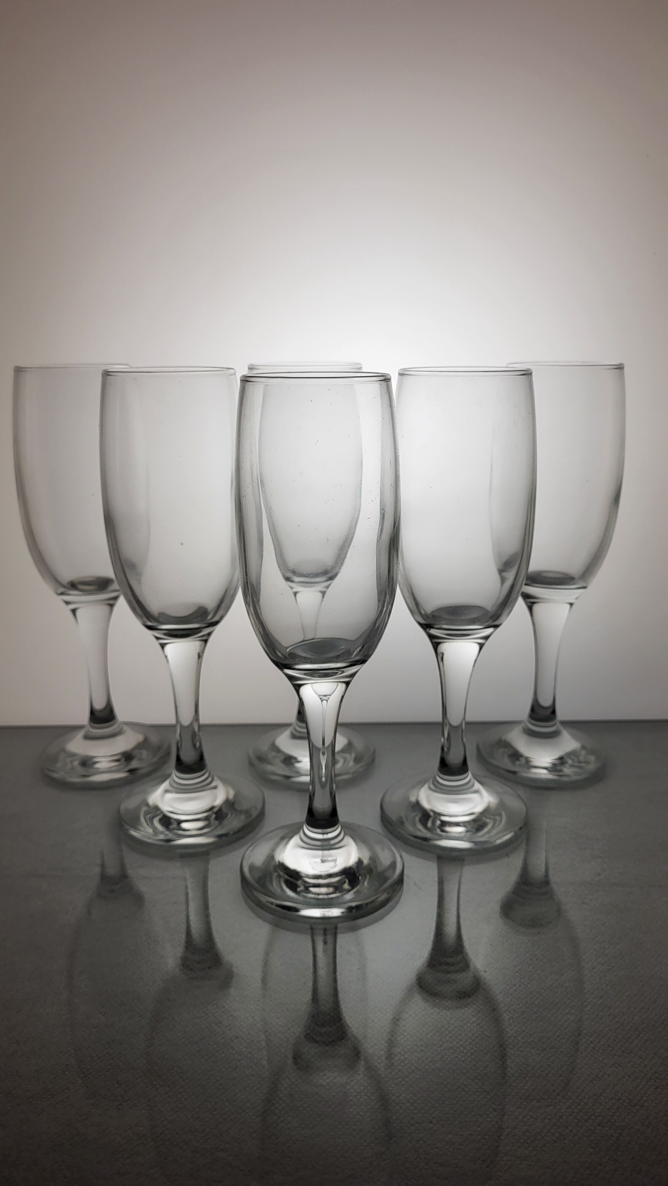 Set of 6 glass flutes