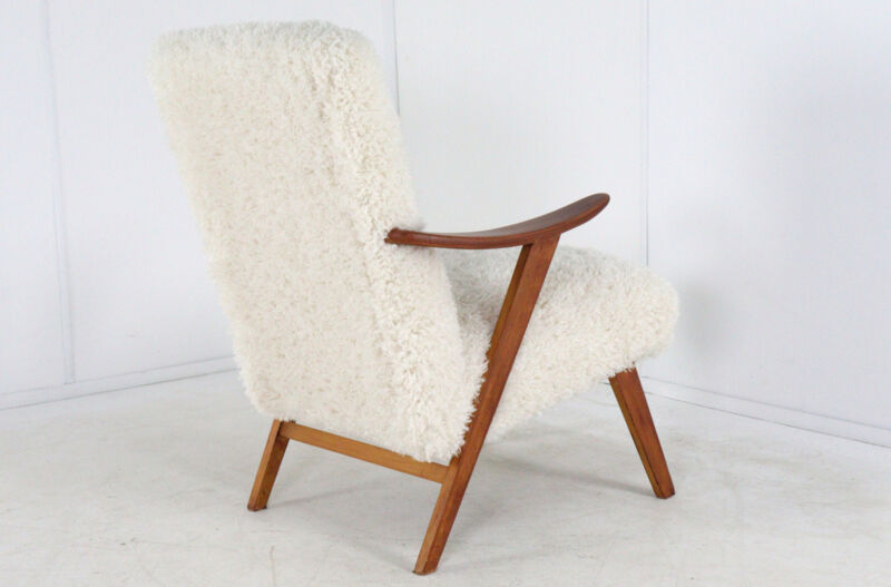 Armchair cream white doodle 'Almere' - unique upholstery - vintage design