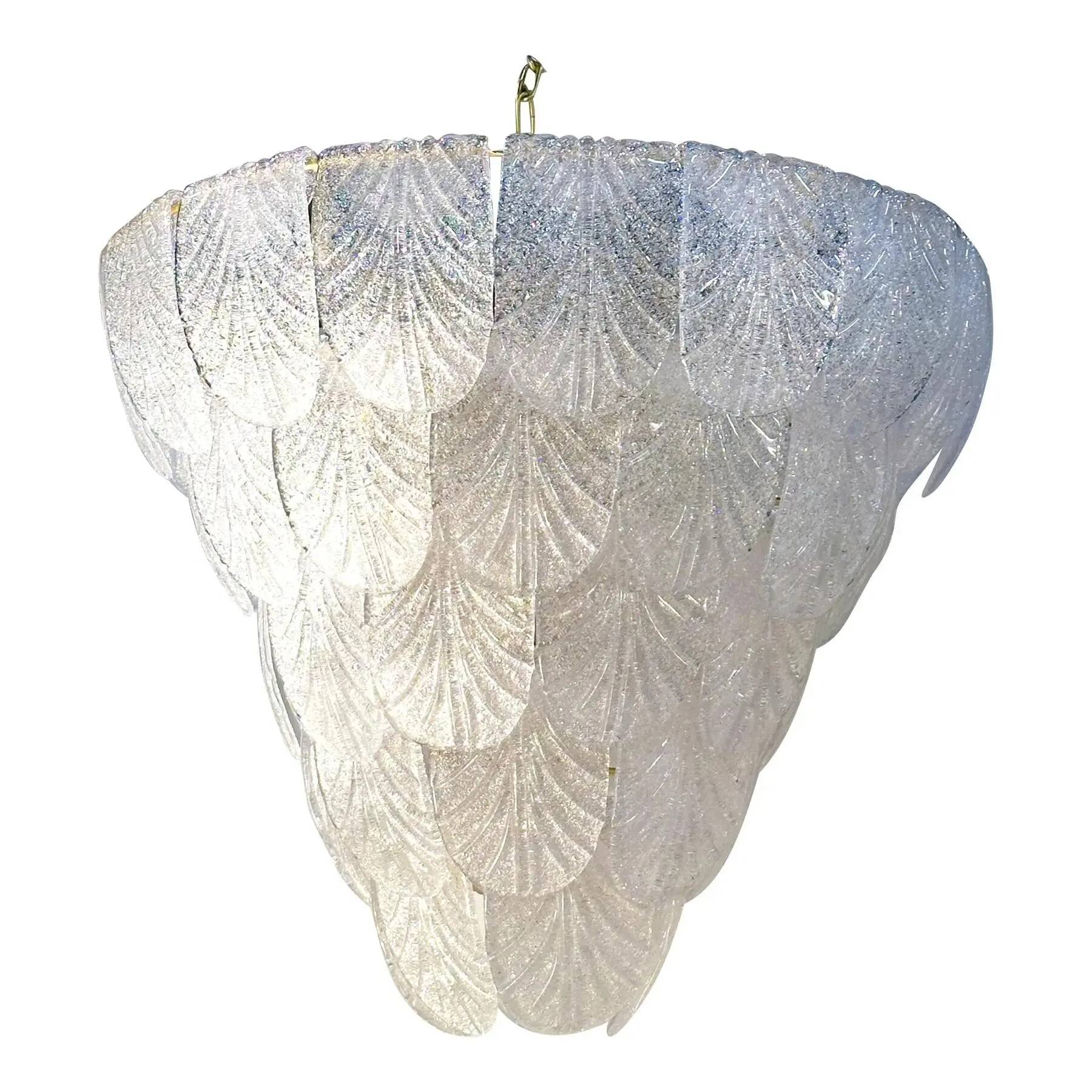 Contemporary White Graniglia Petal Chandelier by Simoeng