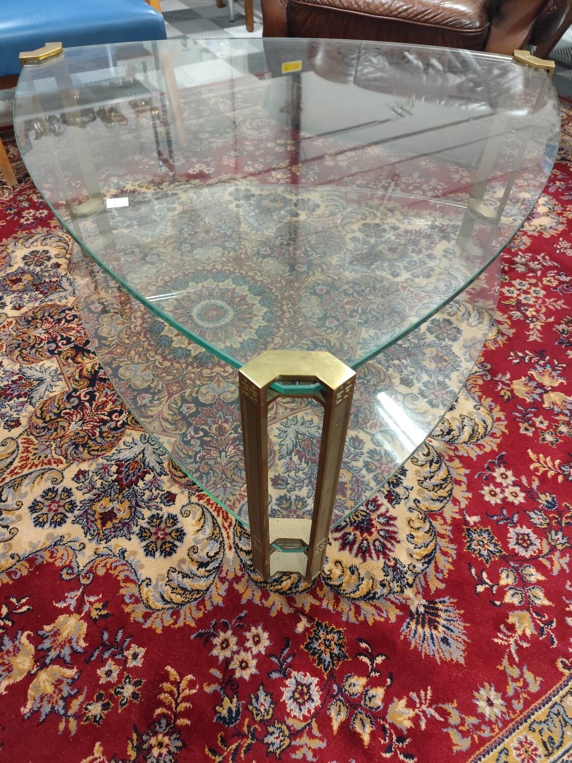 Double glass top coffee table with metal legs