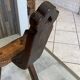 Brutalist tripod chair n2, carved solid wood, antique.